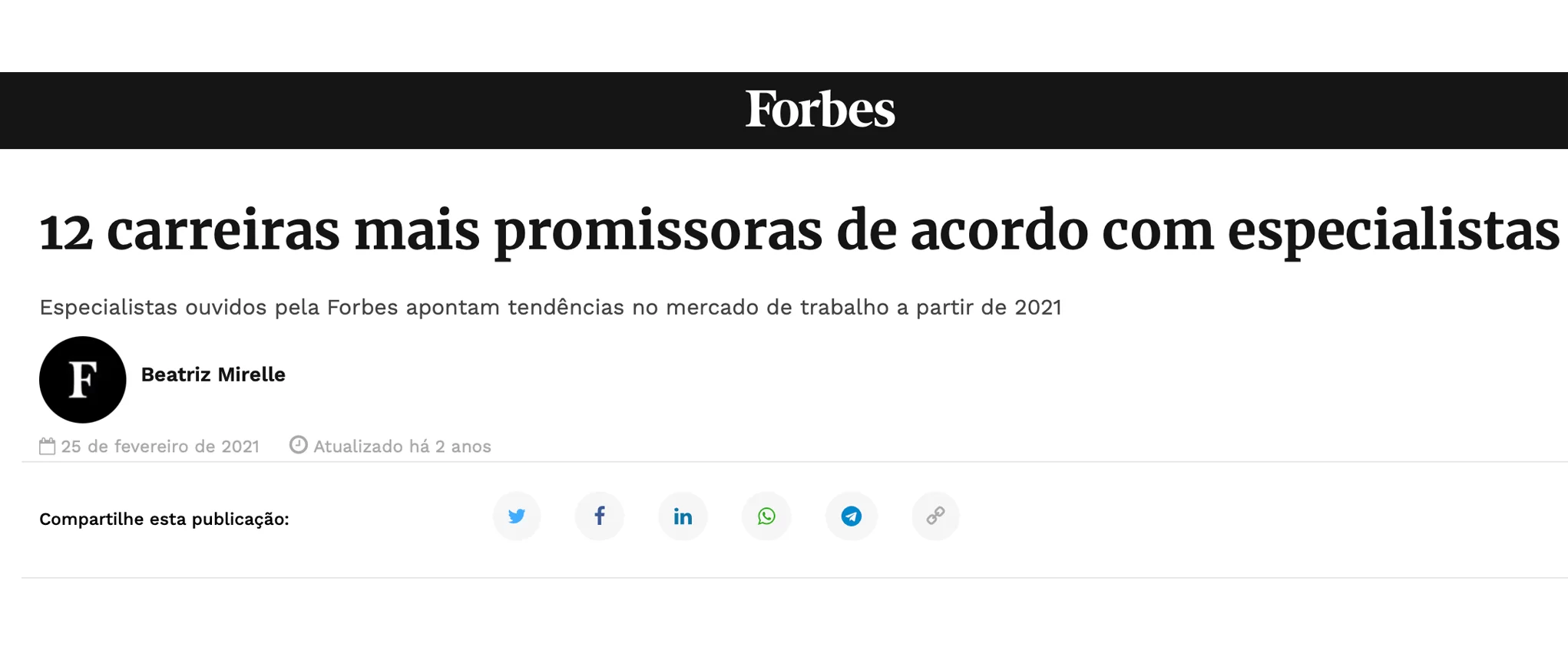 Forbes - Forbes lista Scrum Master entre as carreiras mais promissoras do mercado